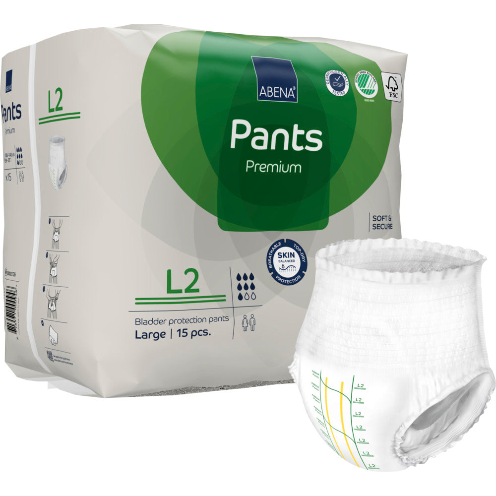 Bukseble, ABENA Pants, L2, grøn farvekode, Premium - 15 stk.