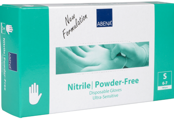 Engangshandske, Abena Ultra sensitive, S, transparent, nitril, pudderfri (100 stk. pr. pakke)
