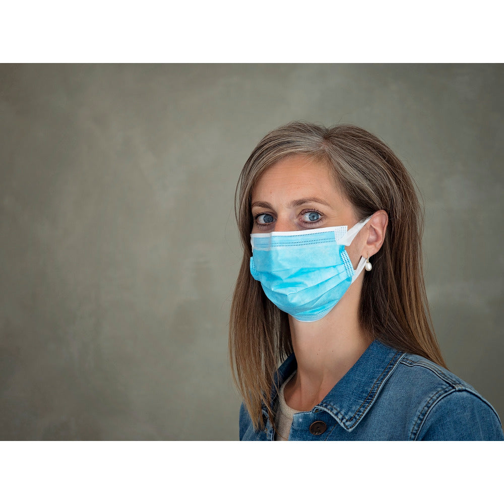 Enhed bison fornærme Ansigtsmaske med øreelastikker, type IIR, Zhende, 3-lags, blå, Ultraso -  HelseogPleje.dk