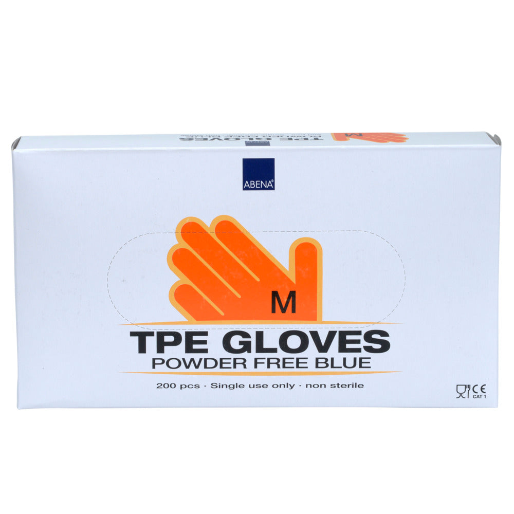 TPE Engangshandske, Abena, M, blå, TPE, pudderfri