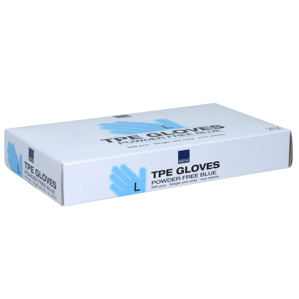 TPE Engangshandske, Abena, L, blå, TPE, pudderfri