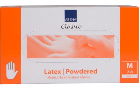 Undersøgelseshandske, Abena Classic, M, neutral, latex,  let pudret