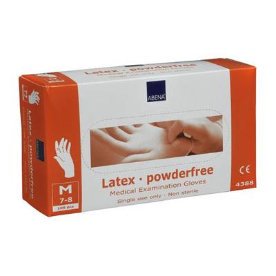Engangshandske - Latex Engangshandske, Abena, Natur, Pudderfri, Medium, 100 Stk.